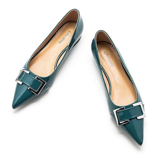 C.Paravano Flache Schuhe für Damen | Schuhe Damen | Spitze Flache Schuhe | Damen Schuhe Elegant Flach(39,Pfauenblau) von C.Paravano