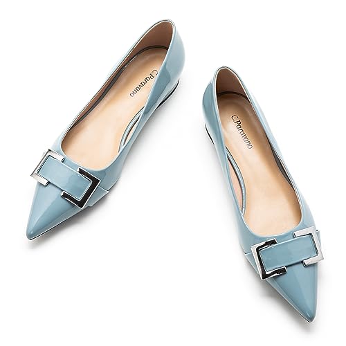 C.Paravano Flache Schuhe für Damen | Schuhe Damen | Spitze Flache Schuhe | Damen Schuhe Elegant Flach(41,Blau) von C.Paravano