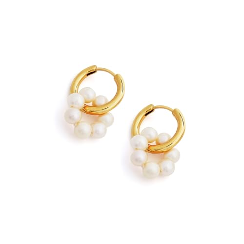 C.Paravano Gold Creolen Mit Perlen | Hypoallergen Ohrringe Damen | Mädchen Geschenk von C.Paravano