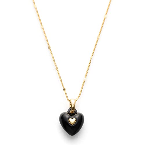 C.Paravano Herzkette Damen | Halskette Damen mit Schwarz Herzanhänger | Kette Damen Gold | Kette Herz Damen | Schmuck Geschenke für Frauen Freundin Sie von C.Paravano