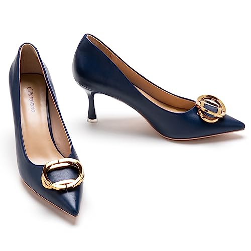 C.Paravano Leder Pumps Damen | Pumps Spitz | Stöckel Absatz | Schuhe Pumps | Geschlossene Zehe Pumps | Pumps Blau 37 von C.Paravano