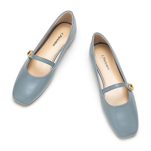 C.Paravano Mary Jane Ballerinas | Elegante Flache Schuhe für Damen | Riemchenballerina(38,Blau) von C.Paravano