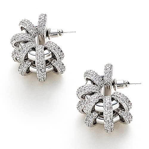 C.Paravano Ohrringe Silber 925 Creolen | Double Blume Silber Creolen für Damen | Huggie Hypoallergen Ohrringe Damen Silber | Schmuck Geschenke für Frauen von C.Paravano