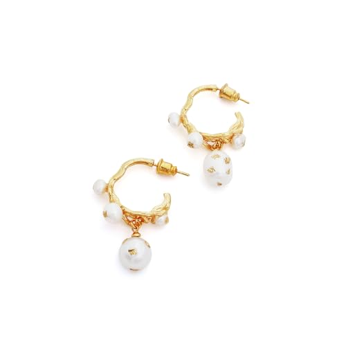 C.Paravano Ohrringe Gold Creolen 18 Kt Vergoldet | Perlenohrringe für Frauen | Pearl Hoops | Ohrstecker | Gold Hoop Earrings von C.Paravano