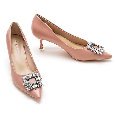 C.Paravano Pumps Damen | Hochzeitsschuhe mit quadratischer Schnalle (39,Rosa) von C.Paravano