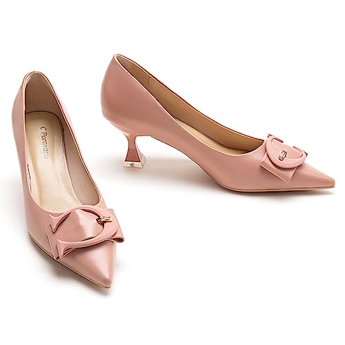 C.Paravano Pumps Damen | Kitten Heel Pumps | Pumps Spitz | Schuhe Pumps | Geschlossene Zehe Pumps | Pumps Leder(Rosa,37) von C.Paravano