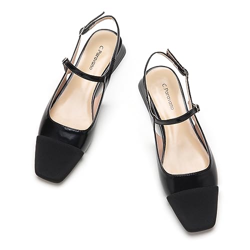 C.Paravano Damen Slingback Schuhe Flache Schuhe für Damen Sandalen Elegant & Komfortabel Ideal für Reisen, Einkaufen und Party(Black,36) von C.Paravano