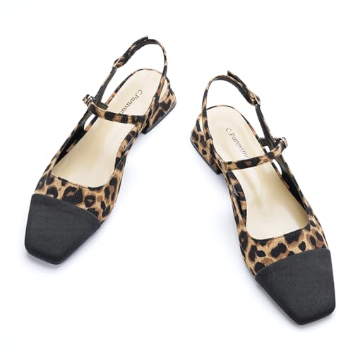 C.Paravano Damen Slingback Schuhe Flache Schuhe für Damen Sandalen Elegant & Komfortabel Ideal für Reisen, Einkaufen und Party(Leopard,37) von C.Paravano