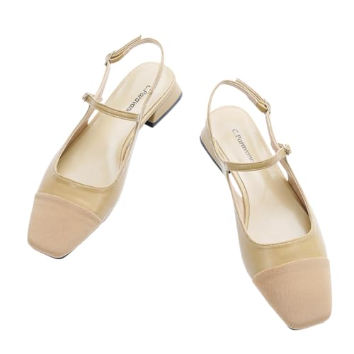 C.Paravano Damen Slingback Schuhe Flache Schuhe für Damen Sandalen Elegant & Komfortabel Ideal für Reisen, Einkaufen und Party(Yellow,40) von C.Paravano
