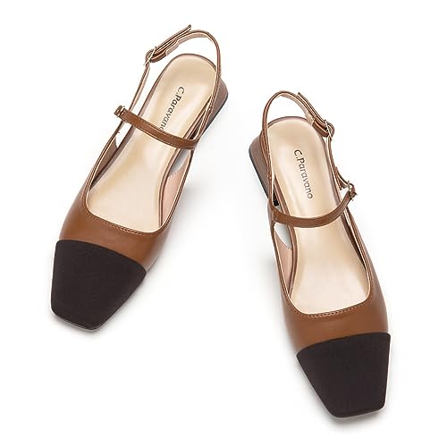 C.Paravano Damen Slingback Schuhe Flache Schuhe für Damen Sandalen Elegant & Komfortabel Ideal für Reisen, Einkaufen und Party(BROWN,39) von C.Paravano