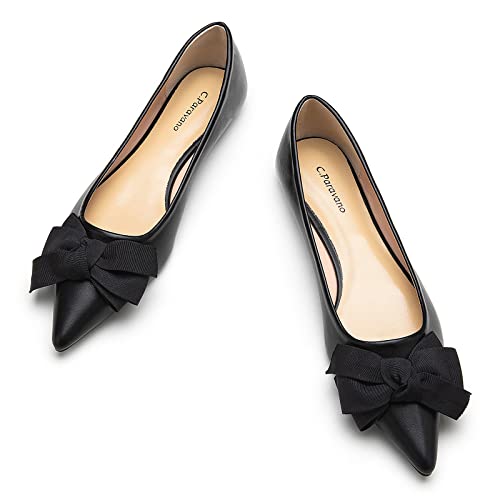 C.Paravano Ballerinas Damen Spitz Schuhe Elegant Flache Schuhe für Damen Ballerinas passen für alltäglichen Gebrauch, Büro, soziale Anlässe und Reisen(37.5, Schwarz) von C.Paravano