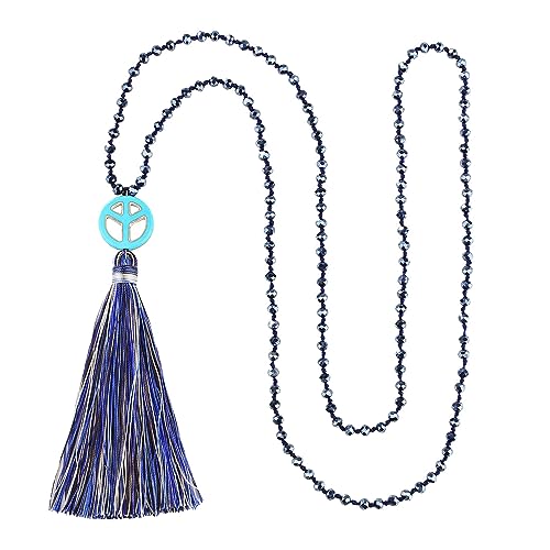 C·QUAN CHI Regenbogen Perlen lange Kette Halsketten Kauri muschel Quasten Anhänger Halsketten Frauen handgemachte Boho Halsketten Schmuck C-0 von C·QUAN CHI