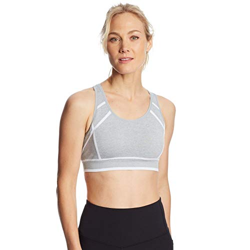 C9 Champion Damen Fashion Nahtlose Racerback Sport-BH, Grau/Weiß, Large von C9 Champion