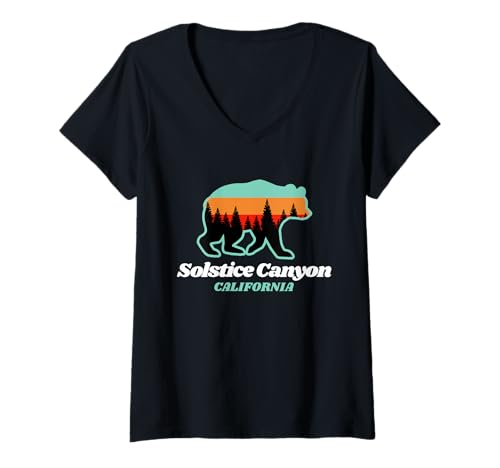 Damen Solstice Canyon Summer California Bear Family Souvenier T-Shirt mit V-Ausschnitt Damen Solstice Canyon Summer California Bear Family Souvenier T-Shirt mit V-Ausschnitt von CA Camping Hiking Fishing Kayaking