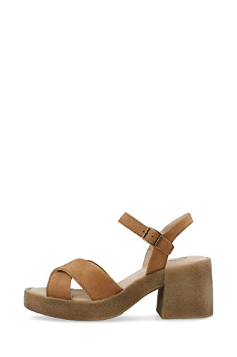 CA'SHOTT Damen CASEMILY Cross Nubuck Heeled Sandal, Brandy, 37 EU von CA'SHOTT