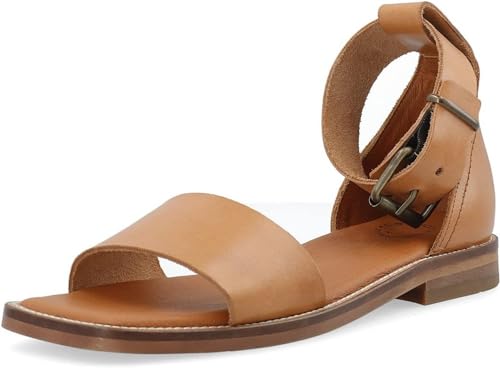 CA'SHOTT A/S Damen CASMARY Wide Strap Vegetable Tanned Leather Flat Sandal, Cognac, 36 EU von CA'SHOTT A/S