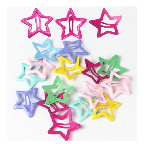 CAASFOOY 20 Stück niedliche Haarspangen für Mädchen, bunte Haarspangen für Mädchen, Haarspangen in Form von bunten Sternen als Geschenk zum Kindertag von CAASFOOY