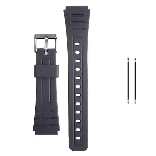 CABLEPELADO Uhrenarmband kompatibel mit Casio | Silikonband Casio | Harz | silberne Schnalle | inklusive 2 Federstegen | geeignet für Modelle F91W F-91W mit 18 mm Befestigung | schwarzes Armband von CABLEPELADO