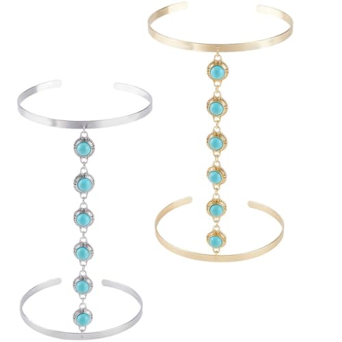 CABODYALS 2 Stück Silber Gold Armreif Für Den Oberarm Türkisfarben Mehrlagig Boho Armreif Offene Spule Sommer Glänzend Verstellbar Metall Armschmuck Für Frauen Party Strand Club Kleid Dekor Kostüm CABODYALS 2 Stück Silber Gold Armreif Für Den Oberarm Türkisfarben Mehrlagig Boho Armreif Offene Spule Sommer Glänzend Verstellbar Metall Armschmuck Für Frauen Party Strand Club Kleid Dekor Kostüm von CABODYALS