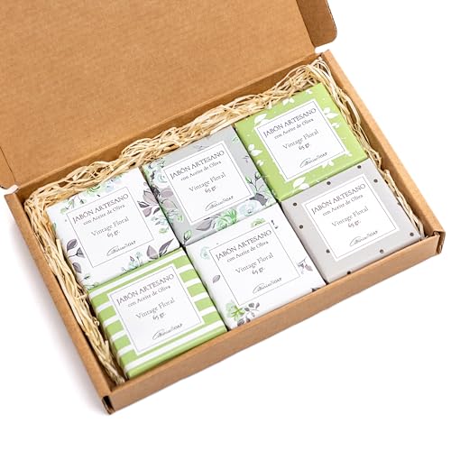 CABRERIZO SOAP Pfefferminze und Pfefferminze, 6 Tabletten aus natürlicher Seife, mit ätherischem Pfefferminzöl, 6 x 65 g. Gesichts-, Hand- und Körperseife, Geschenk für Damen, handgemachte Seifen aus von CABRERIZO SOAP