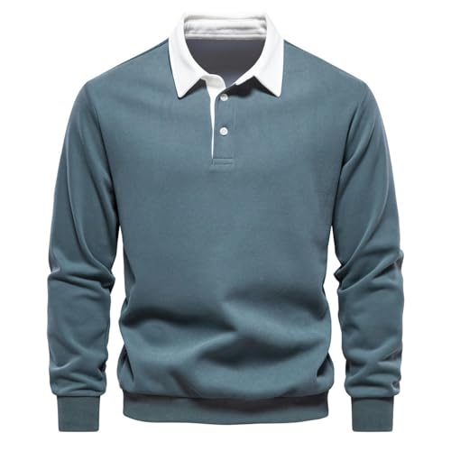 CABULE Herbst-Langarm-Sweatshirt mit Polo-Kragen, trendiges Herren-Sweatshirt in europäischer Größe, hochwertig, lässig und vielseitig, Grasgrün, L von CABULE