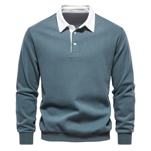 CABULE Herbst-Langarm-Sweatshirt mit Polo-Kragen, trendiges Herren-Sweatshirt in europäischer Größe, hochwertig, lässig und vielseitig, Grasgrün, XXL von CABULE