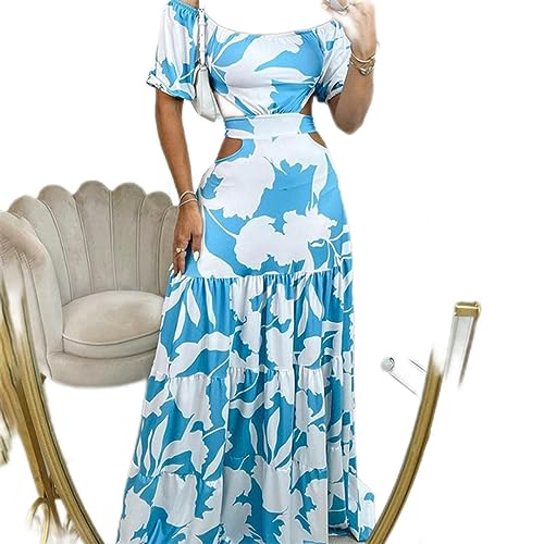CABULE Off -Schulter -Kleid Von Damen - Perfekt Für Sommer Und Frühling Mit Eleganter Passform!-Himmelblau-S von CABULE