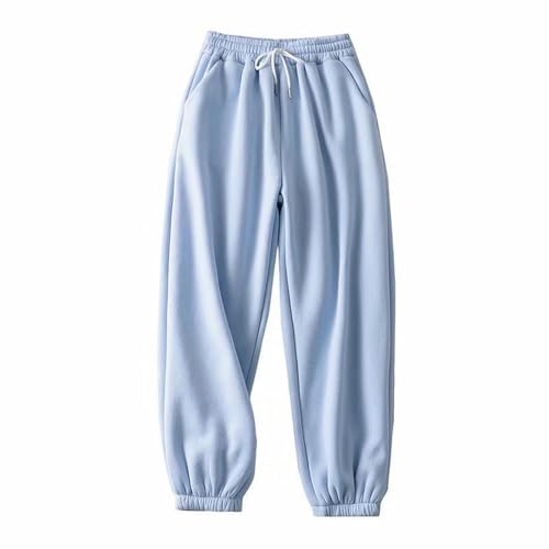 CABULE Samt einfache Sport-Jogginghose Herbst und Winter elastische hohe Taille verdickte warme Freizeithose-Blau-L von CABULE