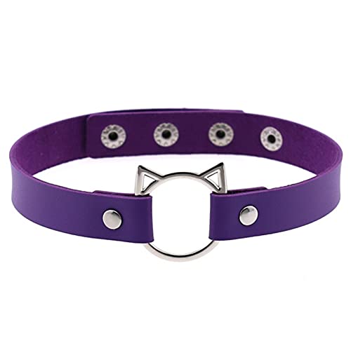 Halskette für Paare, Damen, Herren, Freunde, Lila, PU-Leder, Harajuku, Gothic, sexy Stern, Quaste, Kreis, Drehmoment, Schmuck, Violett, Katze von CABULE