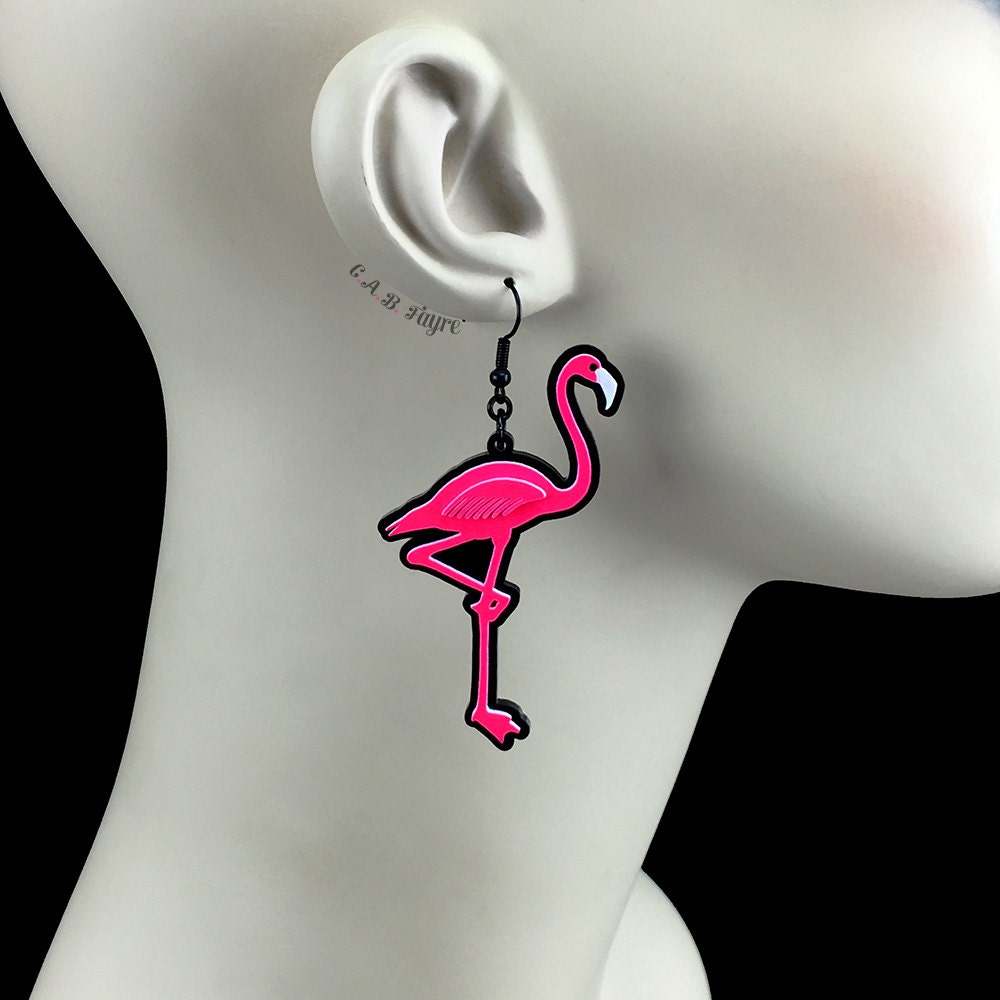 Neonpink Flamingo Ohrringe - Acryl Schmuck 20 Farben Haken Oder Clip-On Dopamin Dressing Neonpink Flamingo Ohrringe - Acryl Schmuck 20 Farben Haken Oder Clip-On Dopamin Dressing von CABfayre