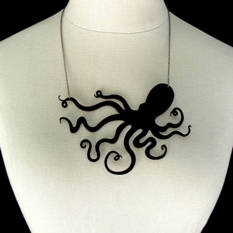 Oktopus-Silhouette-Halskette - 6 "Okto-Anhänger 40 Farboptionen Großer Übergroßer Statement-Schmuck von CABfayre