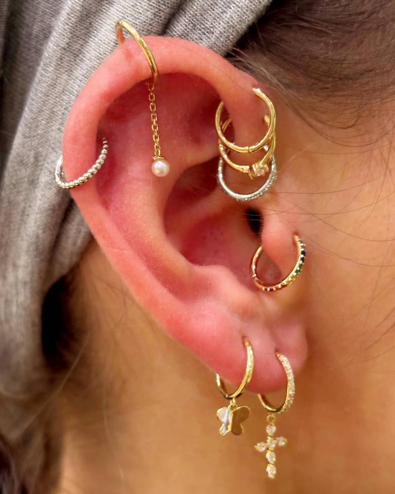 14K Solid Gelb Gold Ohrring Hoop, Klapp Clicker Hoop Ohrring, Clicker, Tragus Knorpel Helix Nahtlose Piercing von CACEEandB