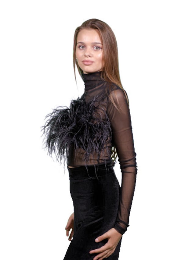 Uvialand Schwarzes Feder Top Uvialand Schwarzes Feder Top von CACTUSxUVIA