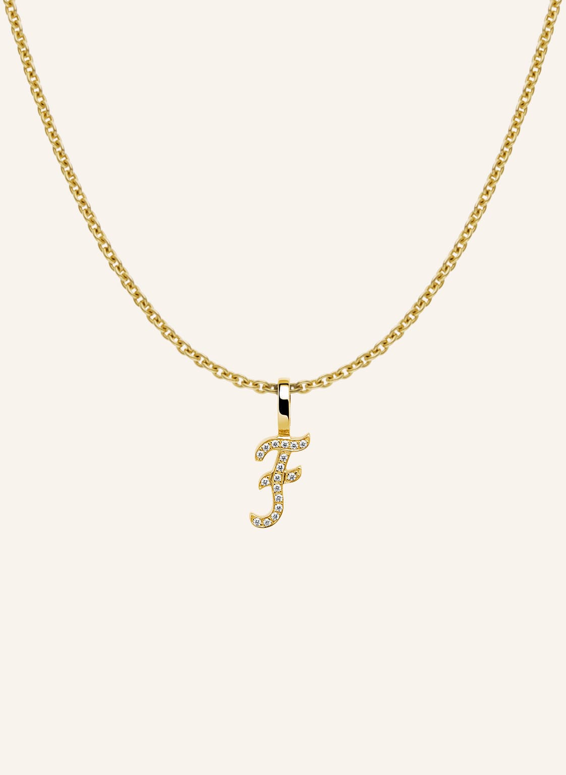Cada Kette Tiny Diamond Letter F gold von CADA