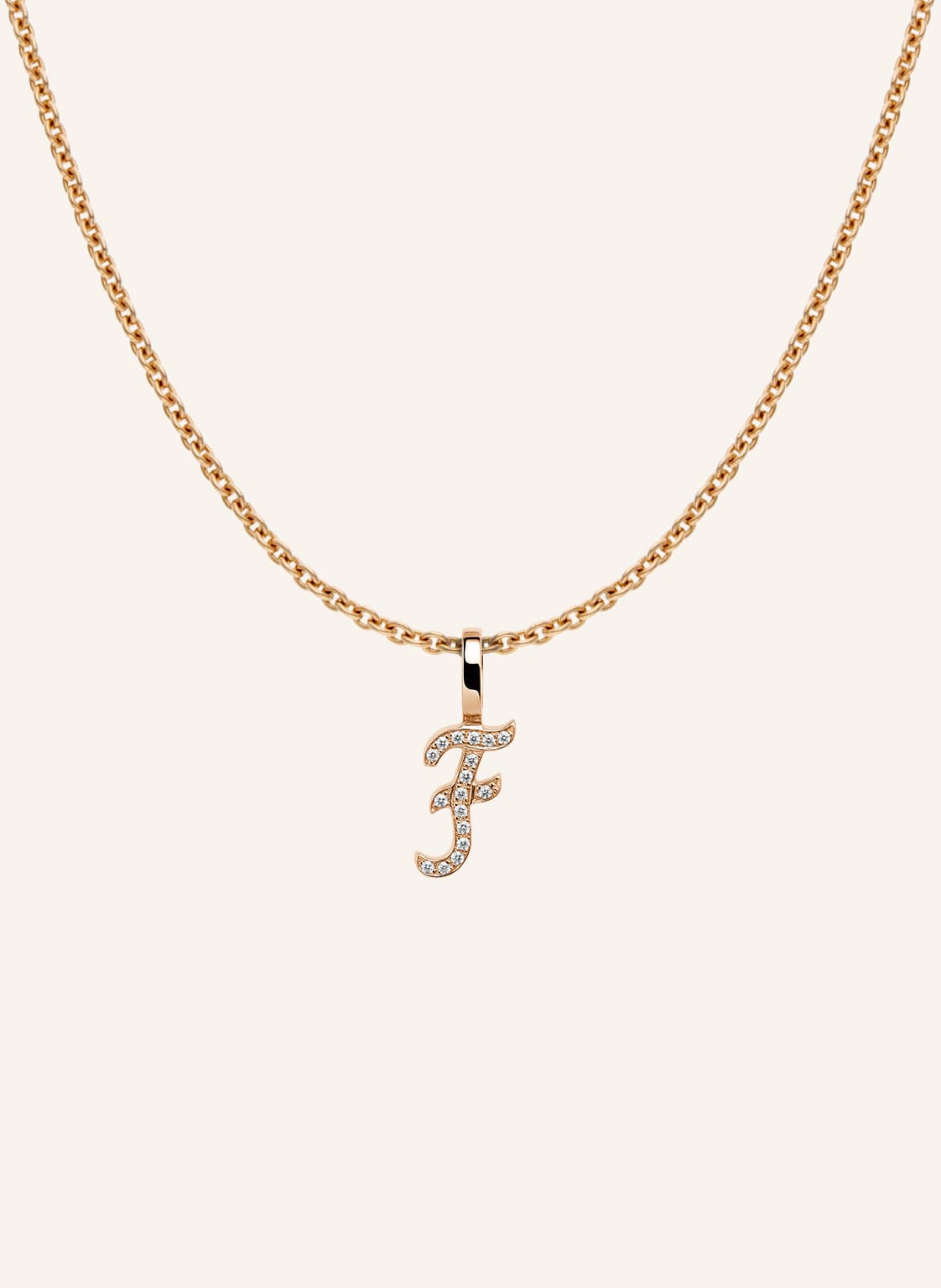 Cada Kette Tiny Diamond Letter F rosegold von CADA