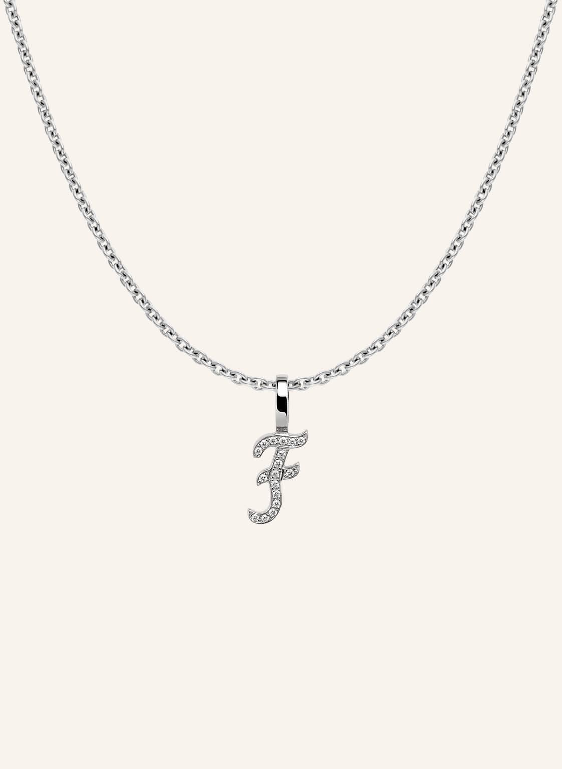 Cada Kette Tiny Diamond Letter F silber von CADA