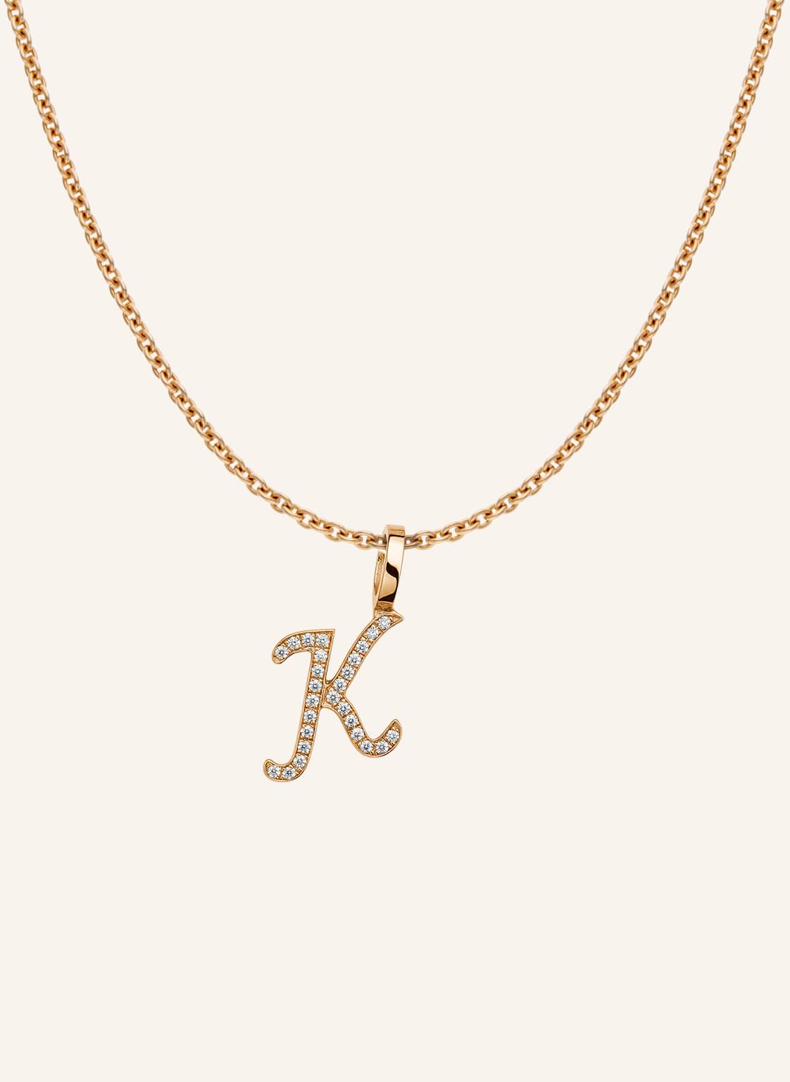 Cada Kette Tiny Diamond Letter K rosegold von CADA