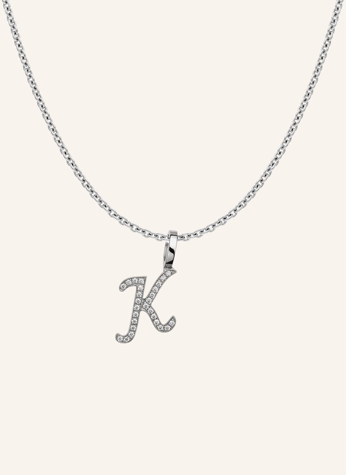 Cada Kette Tiny Diamond Letter K silber von CADA