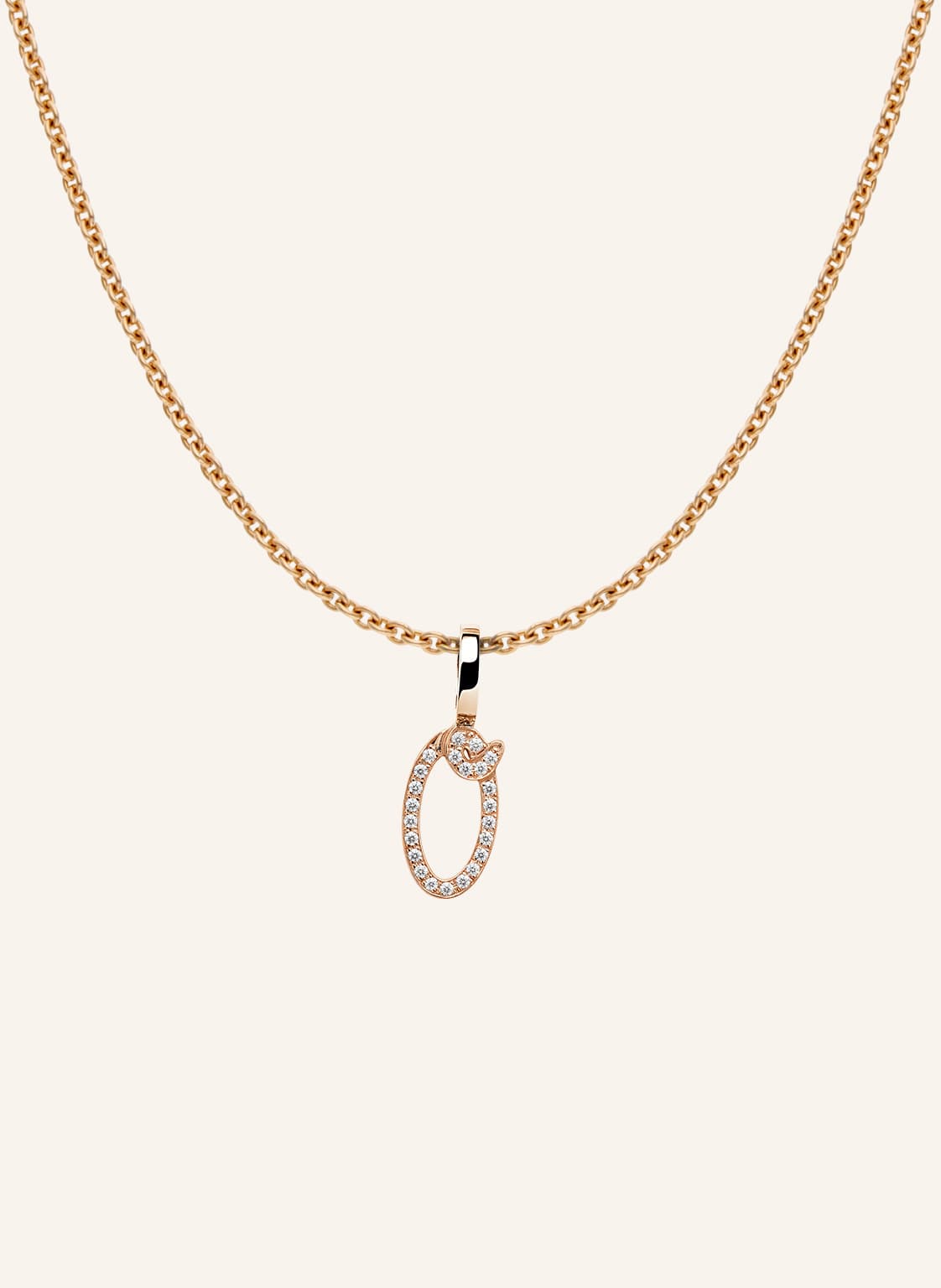 Cada Kette Tiny Diamond Letter O rosegold von CADA