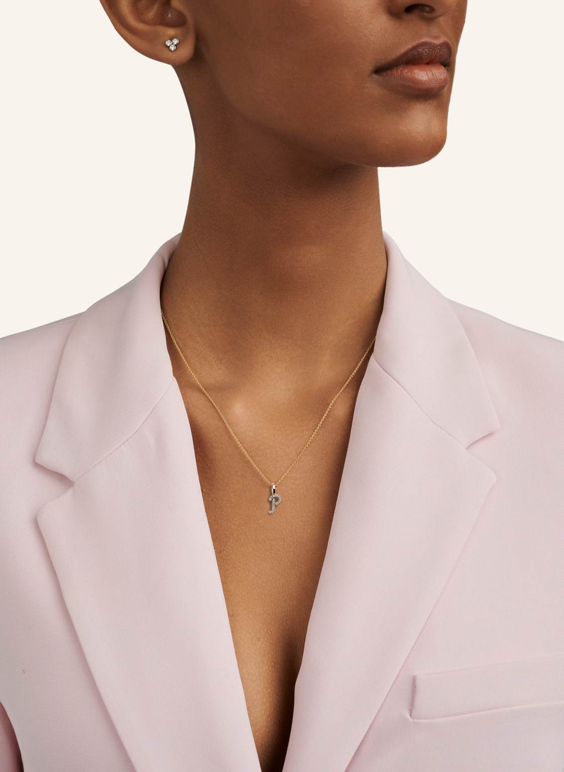 Cada Kette Tiny Diamond Letter P rosegold von CADA