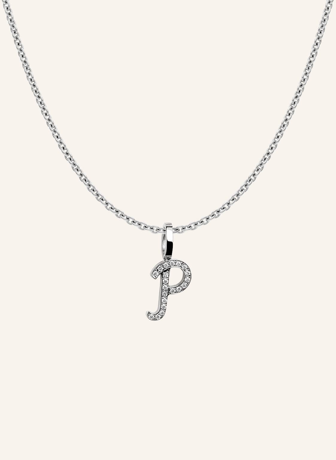 Cada Kette Tiny Diamond Letter P silber von CADA