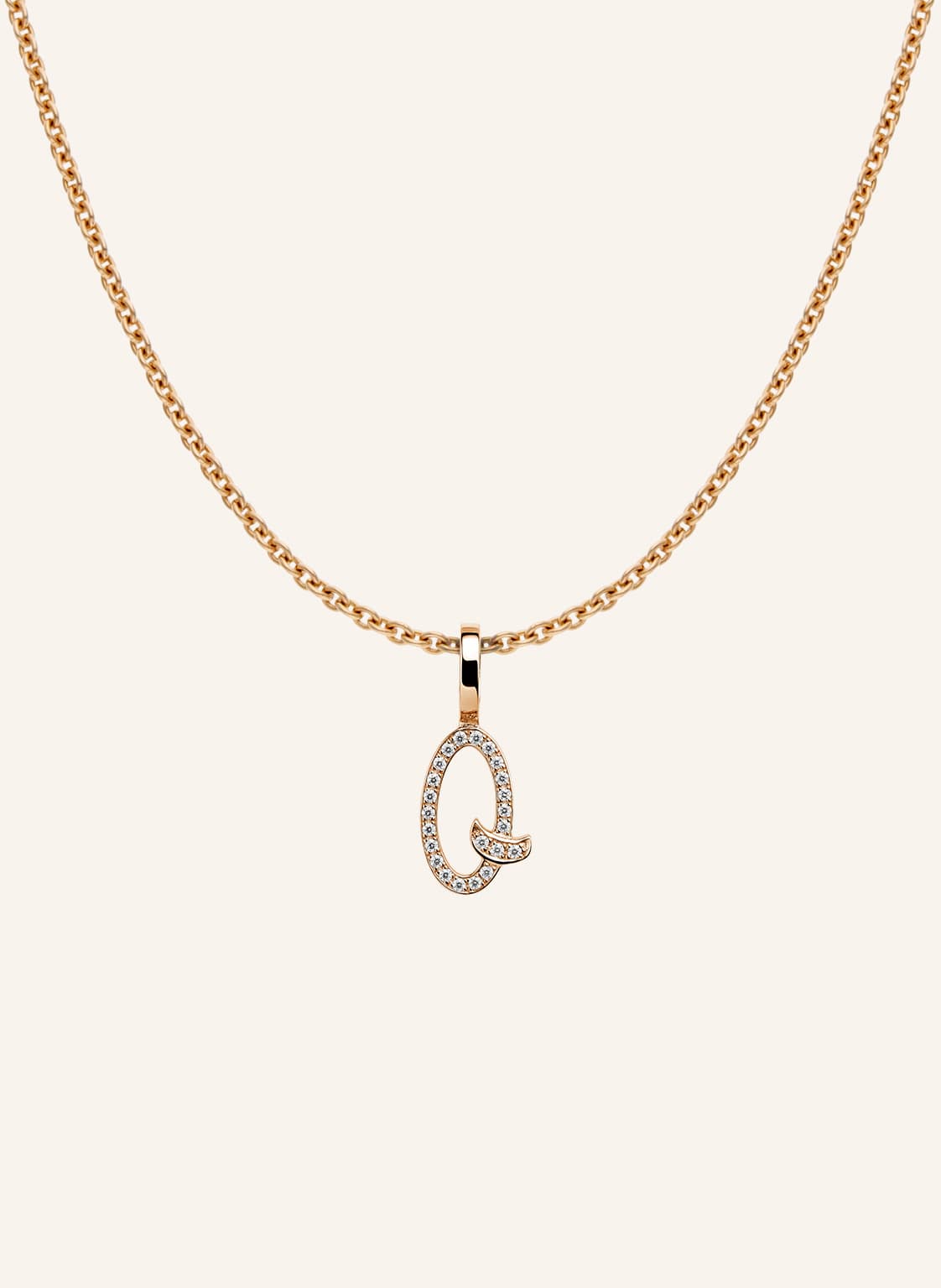 Cada Kette Tiny Diamond Letter Q rosegold von CADA