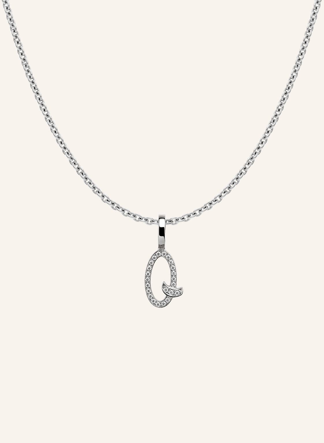 Cada Kette Tiny Diamond Letter Q silber von CADA