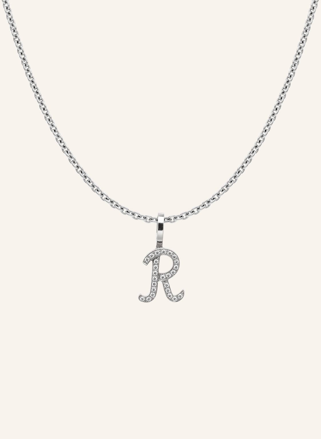 Cada Kette Tiny Diamond Letter R silber von CADA