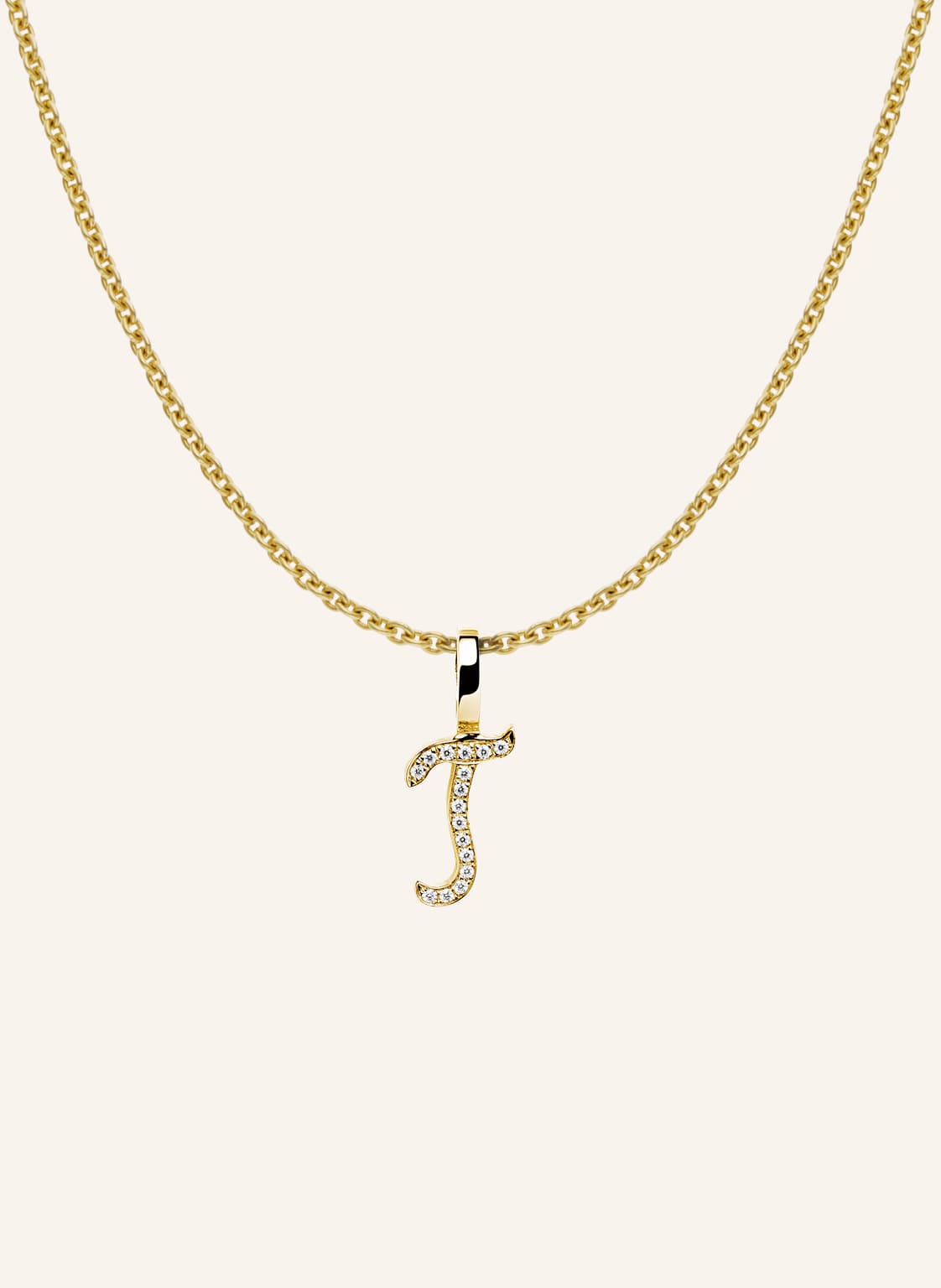 Cada Kette Tiny Diamond Letter T gold von CADA