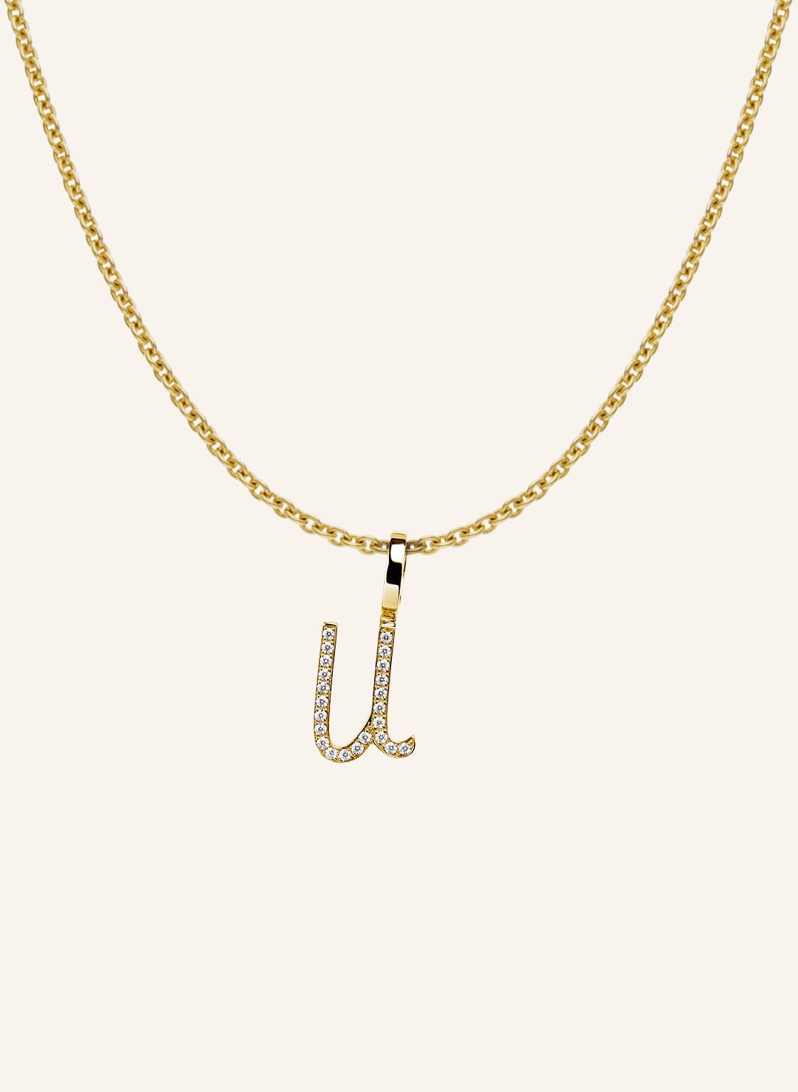 Cada Kette Tiny Diamond Letter U gold von CADA