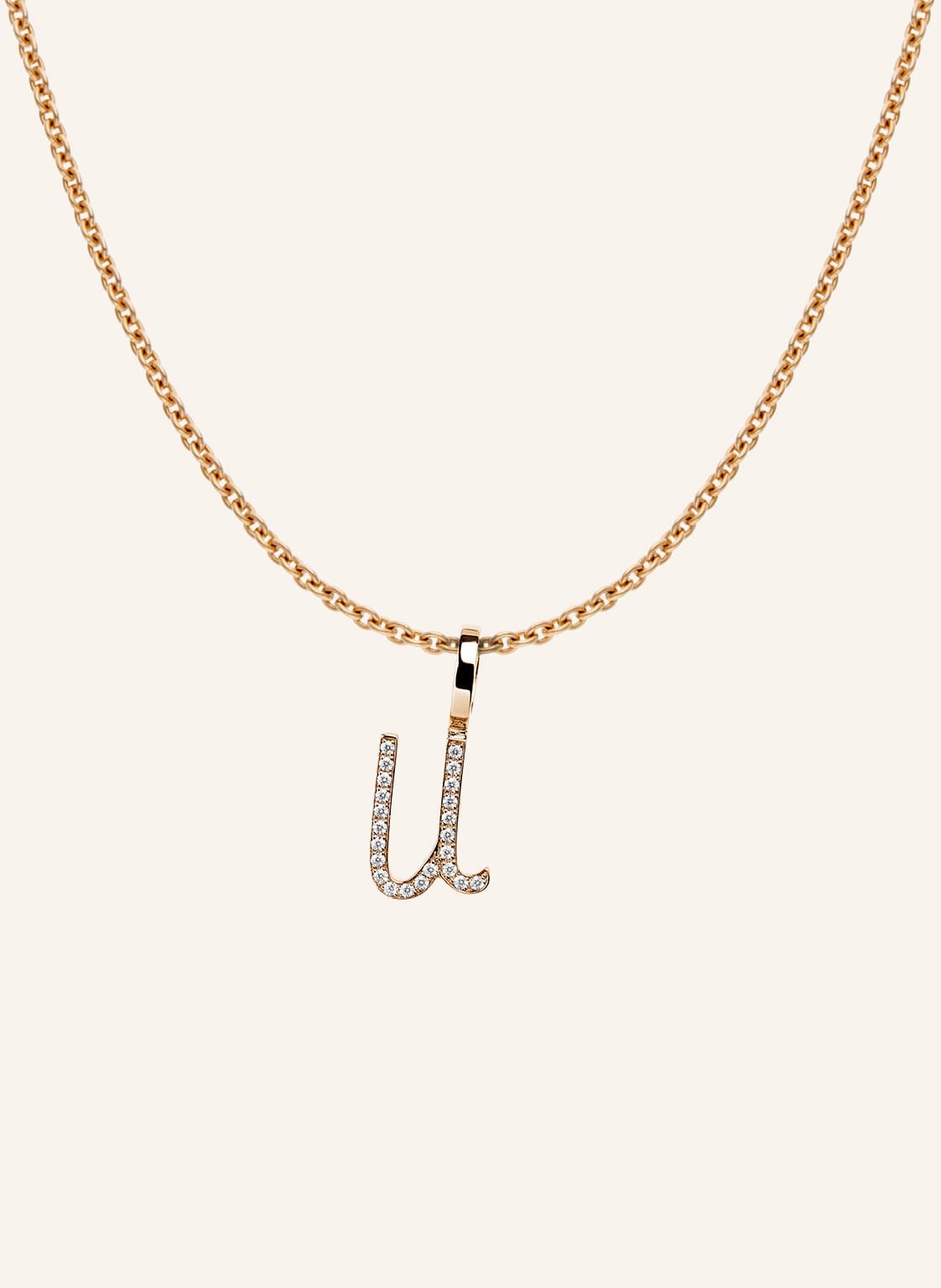 Cada Kette Tiny Diamond Letter U rosegold von CADA
