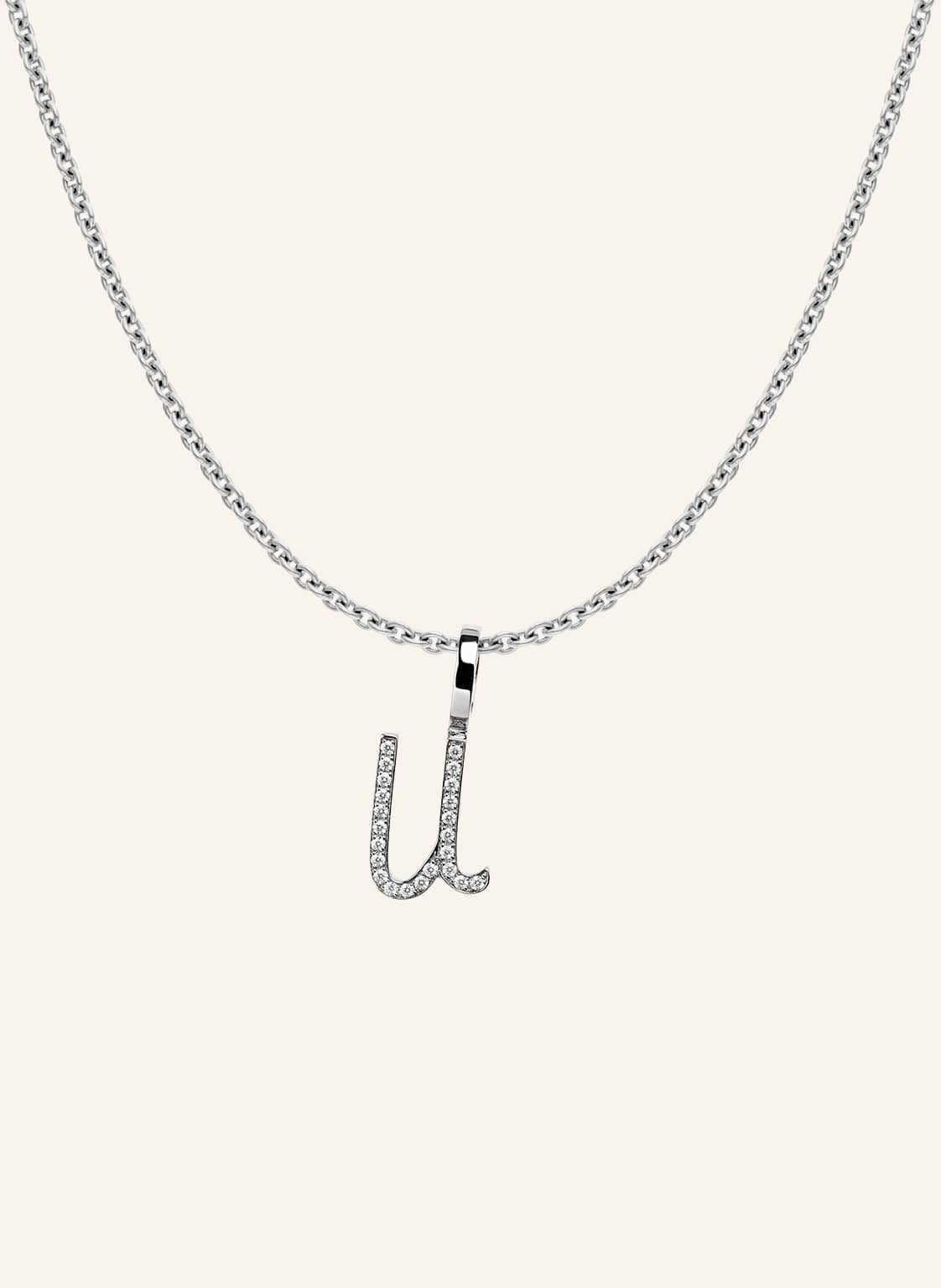 Cada Kette Tiny Diamond Letter U silber von CADA