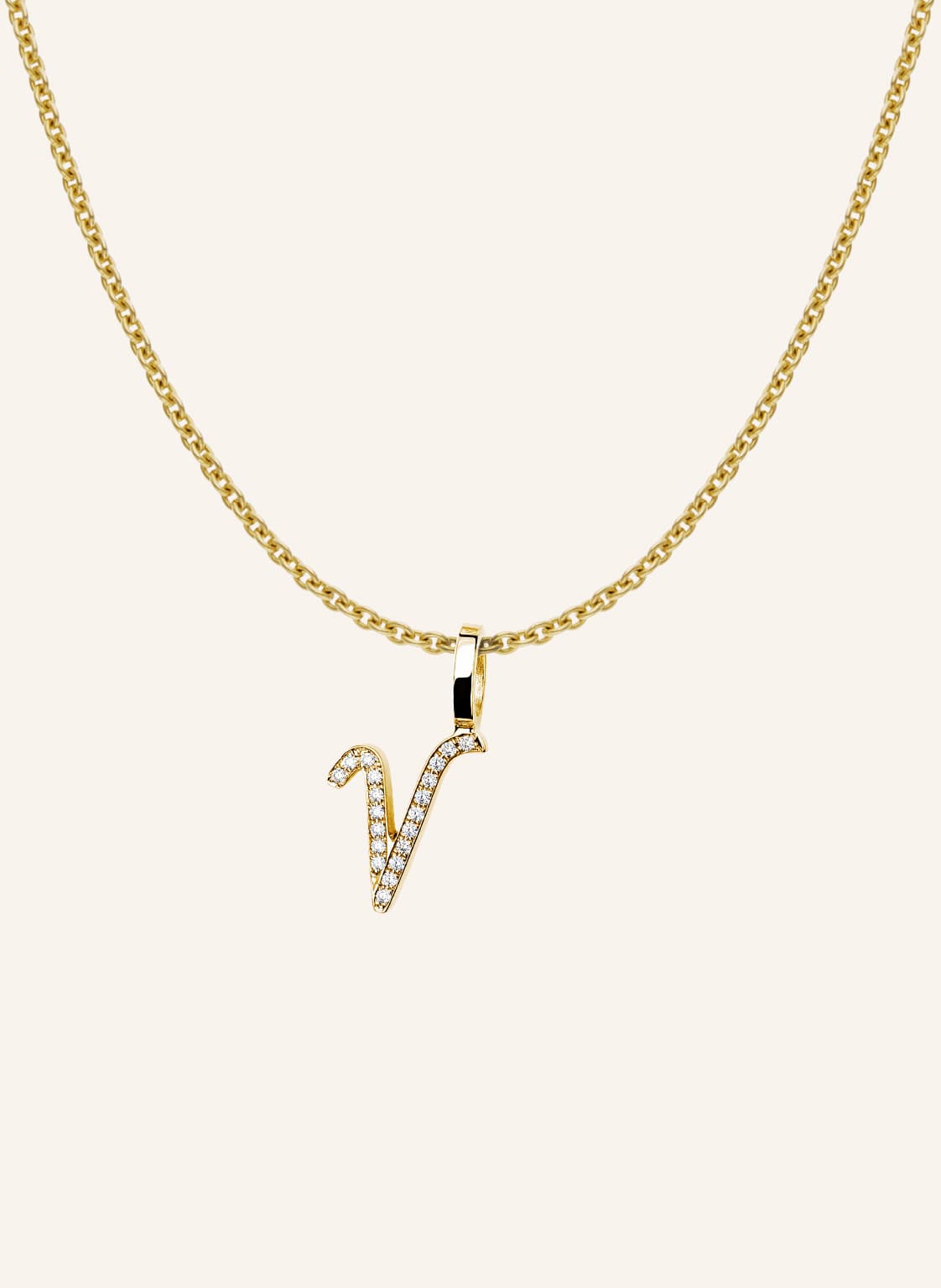 Cada Kette Tiny Diamond Letter V gold von CADA
