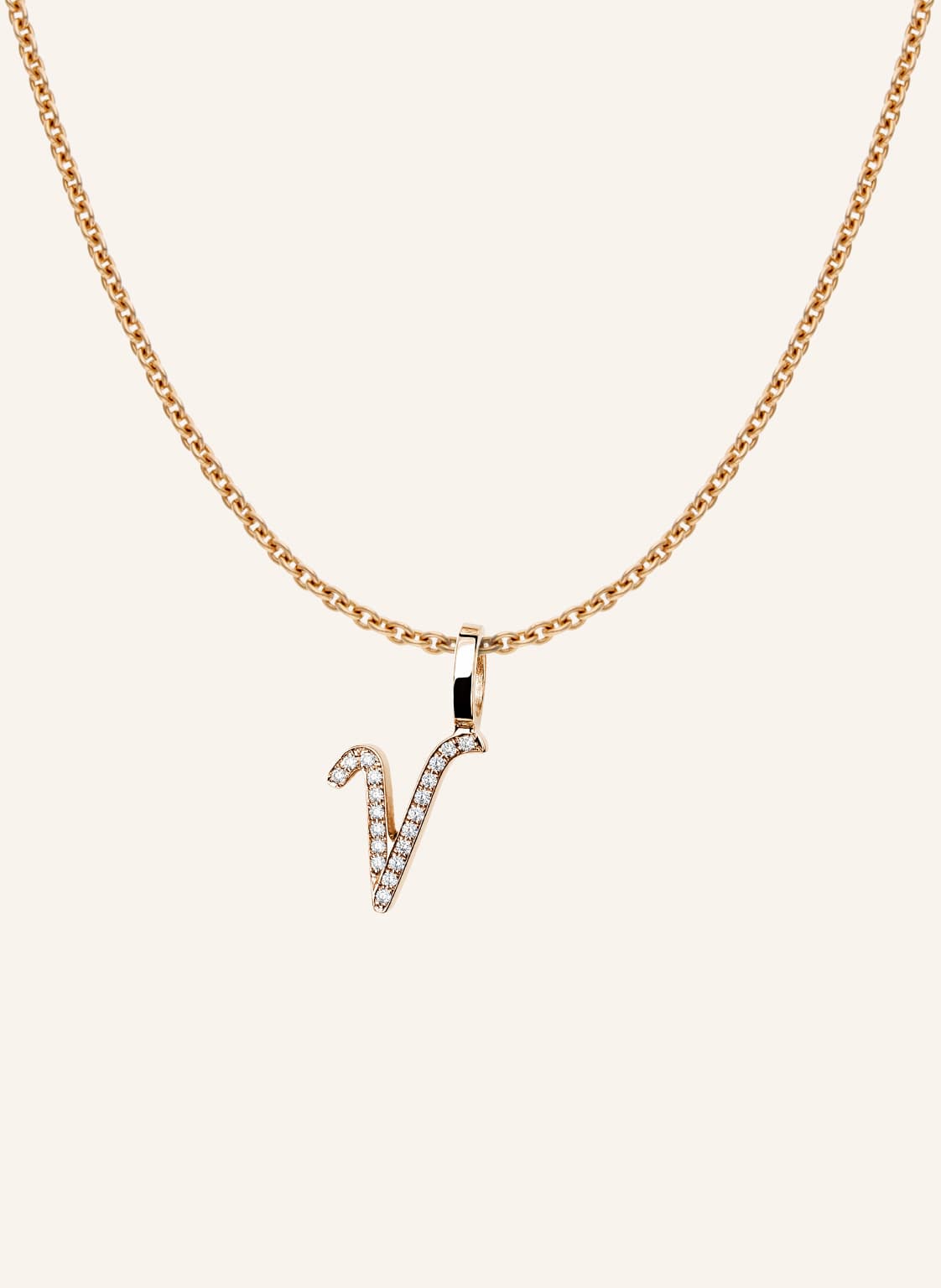 Cada Kette Tiny Diamond Letter V rosegold von CADA